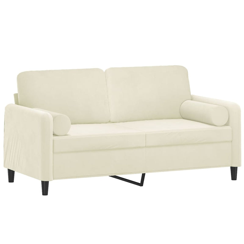 2-Sitzer-Sofa mit Zierkissen Creme 140 cm Samt