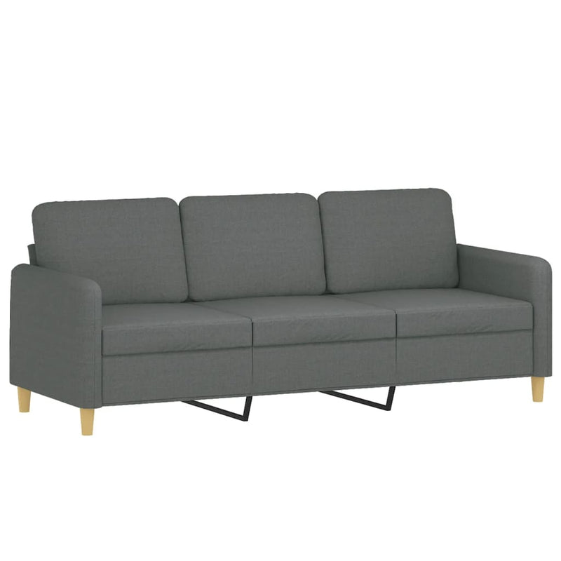 3-Sitzer-Sofa mit Zierkissen Dunkelgrau 180 cm Stoff