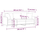 3-Sitzer-Sofa Mit Zierkissen 180 Cm Stoff