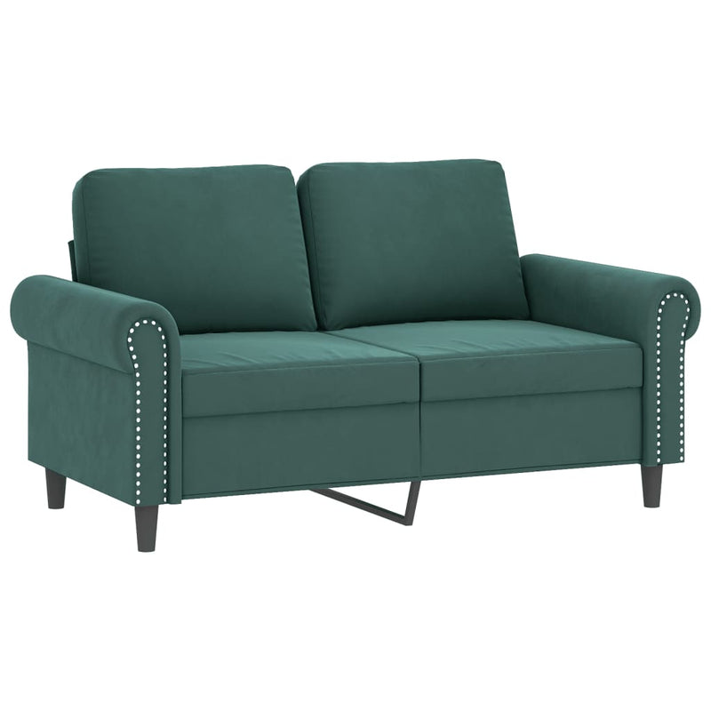 2-Sitzer-Sofa mit Zierkissen Dunkelgrün 120 cm Samt