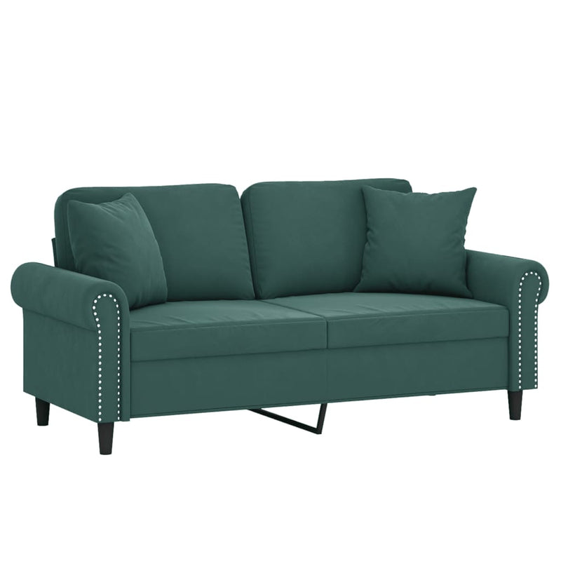 2-Sitzer-Sofa mit Zierkissen Dunkelgrün 140 cm Samt