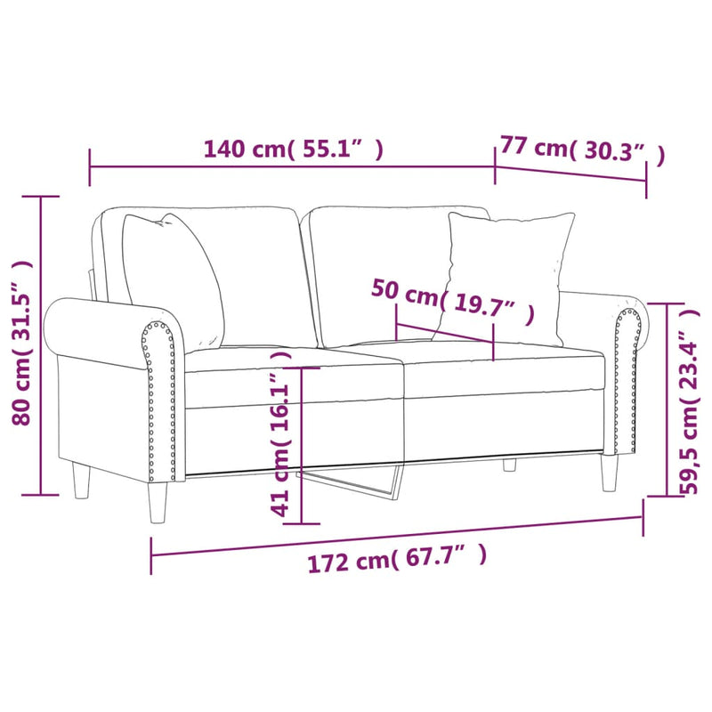 2-Sitzer-Sofa mit Zierkissen Dunkelgrün 140 cm Samt