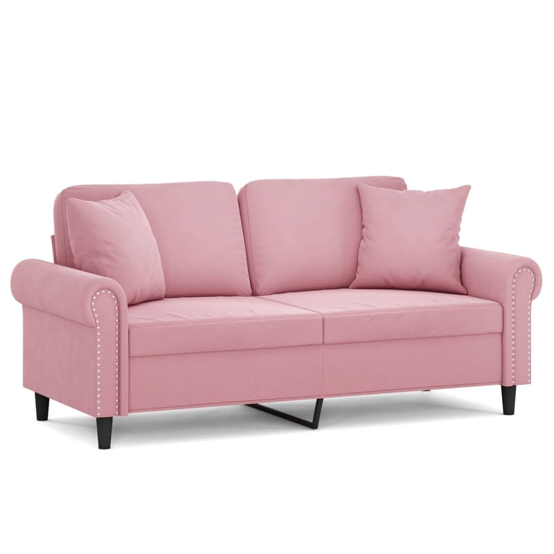 2-Sitzer-Sofa mit Zierkissen Rosa 140 cm Samt