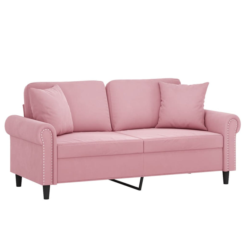 2-Sitzer-Sofa mit Zierkissen Rosa 140 cm Samt