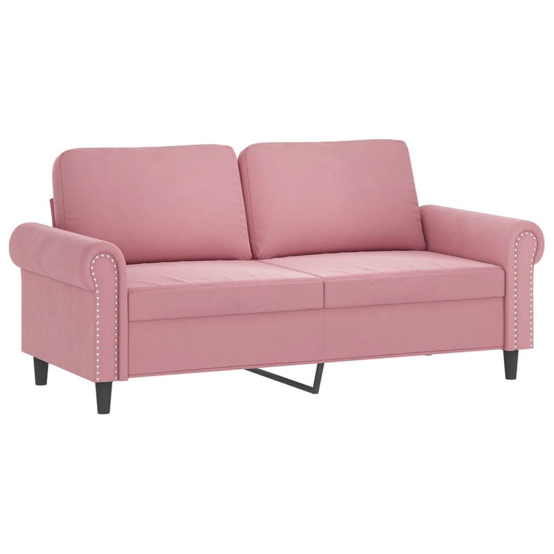 2-Sitzer-Sofa mit Zierkissen Rosa 140 cm Samt