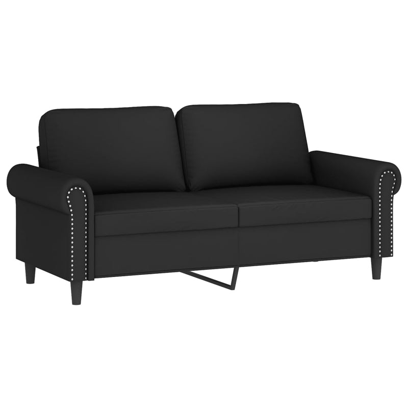 2-Sitzer-Sofa mit Zierkissen Schwarz 140 cm Samt