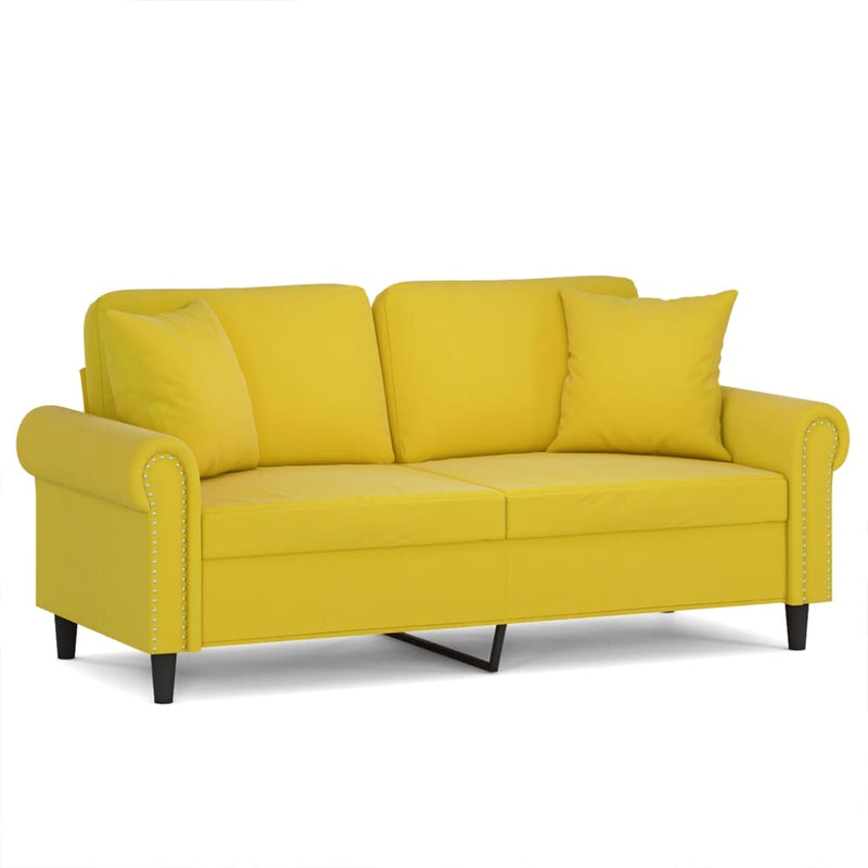 2-Sitzer-Sofa mit Zierkissen Gelb 140 cm Samt