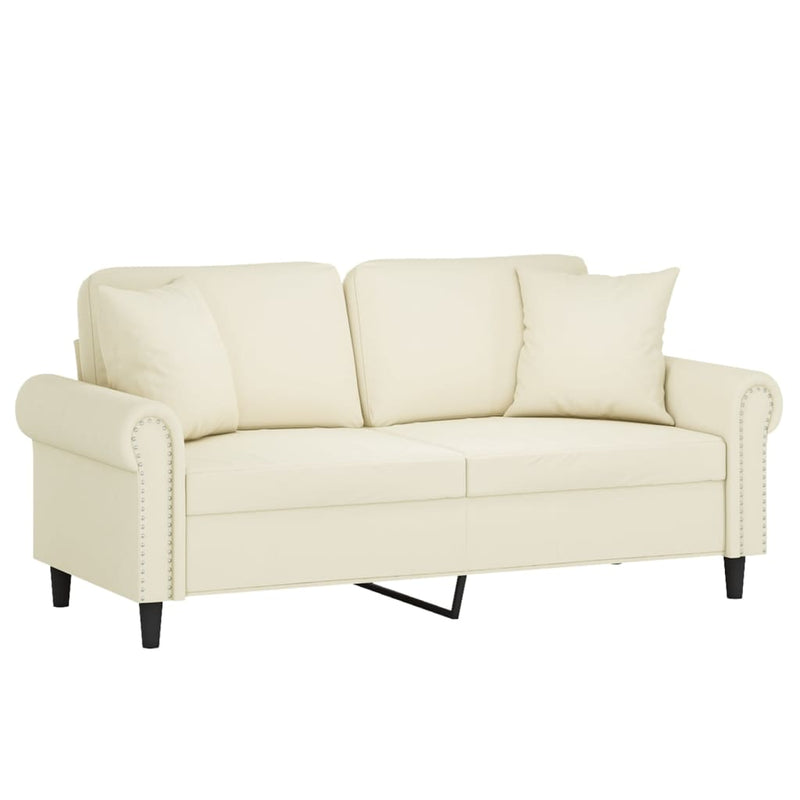 2-Sitzer-Sofa mit Zierkissen Creme 140 cm Samt