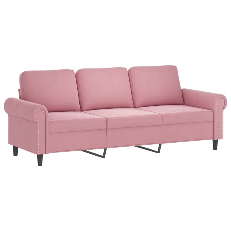 3-Sitzer-Sofa mit Zierkissen Rosa 180 cm Samt