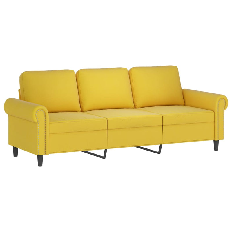 3-Sitzer-Sofa mit Zierkissen Gelb 180 cm Samt