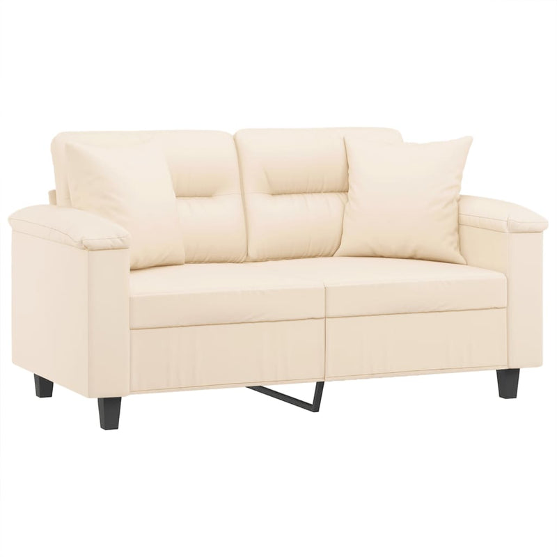 2-Sitzer-Sofa mit Kissen Beige 120 cm Mikrofasergewebe