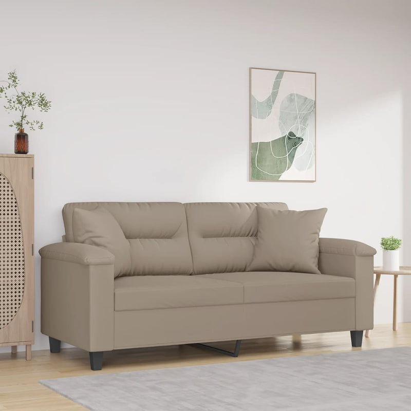 2-Sitzer-Sofa mit Kissen Taupe 140 cm Mikrofasergewebe