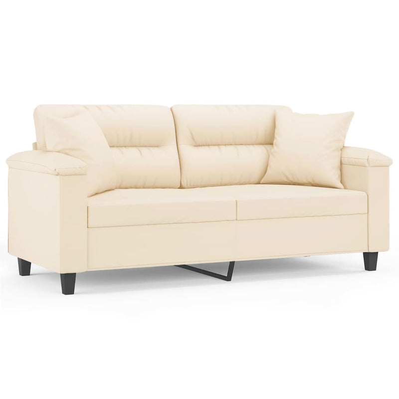 2-Sitzer-Sofa mit Kissen Beige 140 cm Mikrofasergewebe