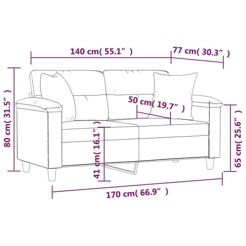 2-Sitzer-Sofa mit Kissen Beige 140 cm Mikrofasergewebe