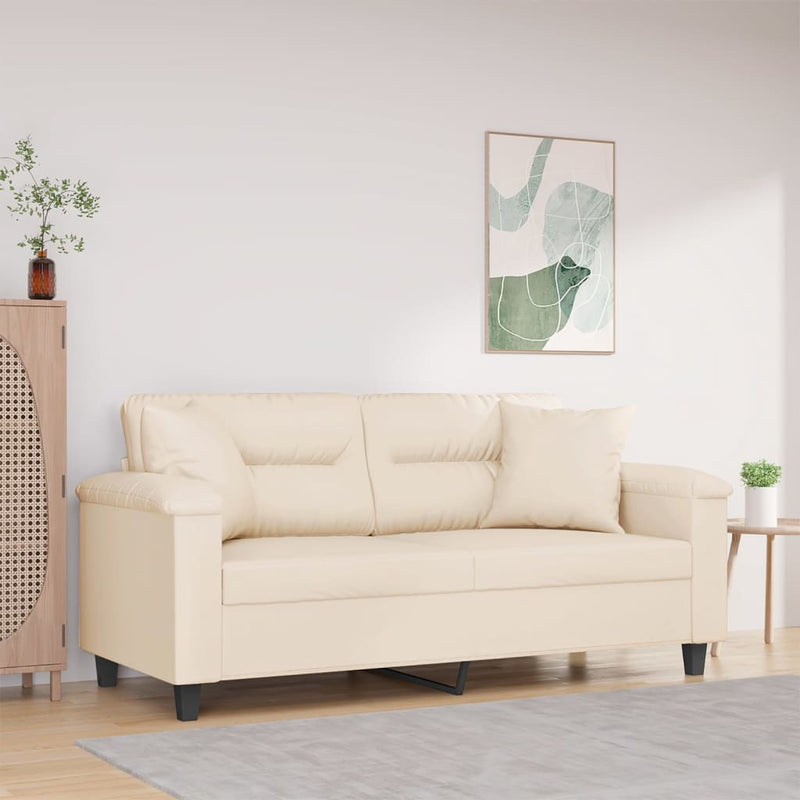 2-Sitzer-Sofa mit Kissen Beige 140 cm Mikrofasergewebe