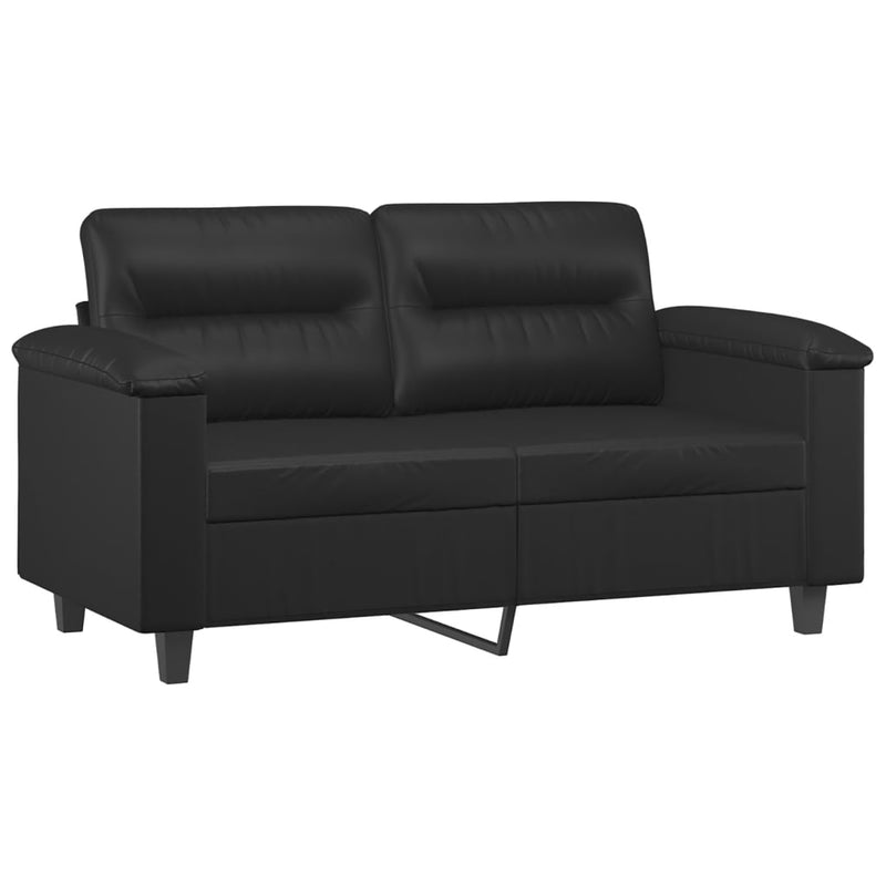 2-Sitzer-Sofa mit Zierkissen Schwarz 120 cm Kunstleder