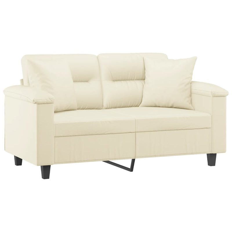 2-Sitzer-Sofa mit Zierkissen Creme 120 cm Kunstleder