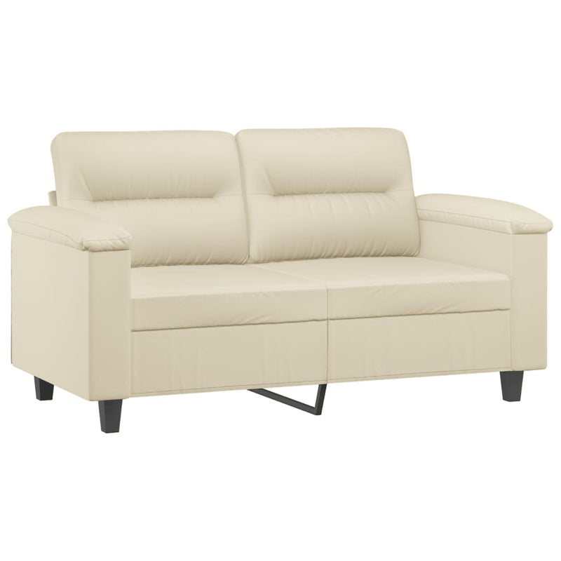 2-Sitzer-Sofa mit Zierkissen Creme 120 cm Kunstleder