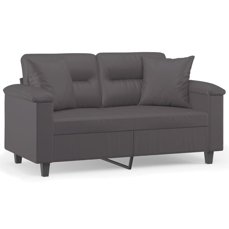 2-Sitzer-Sofa mit Zierkissen Grau 120 cm Kunstleder