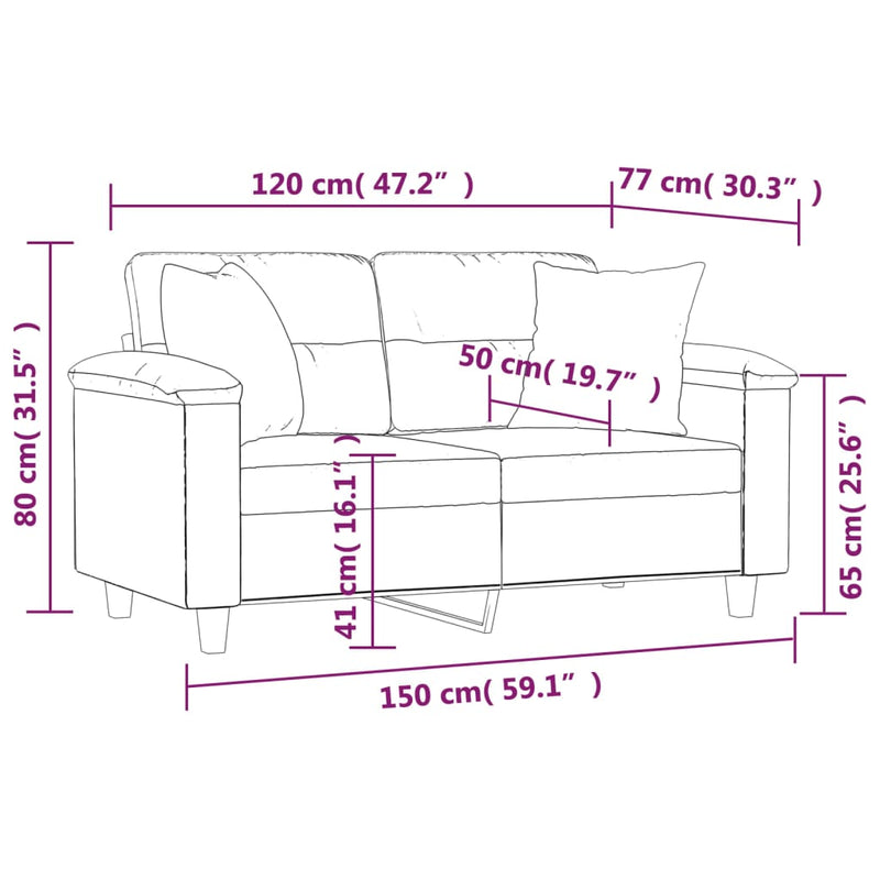 2-Sitzer-Sofa mit Zierkissen Weinrot 120 cm Kunstleder