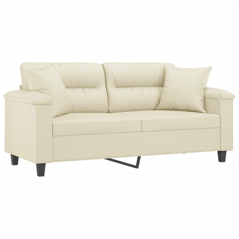 2-Sitzer-Sofa mit Zierkissen Creme 140 cm Kunstleder