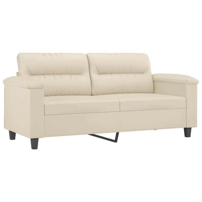 2-Sitzer-Sofa mit Zierkissen Creme 140 cm Kunstleder