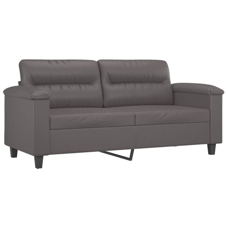 2-Sitzer-Sofa mit Zierkissen Grau 140 cm Kunstleder