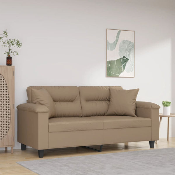 2-Sitzer-Sofa mit Zierkissen Cappuccino-Braun 140 cm Kunstleder