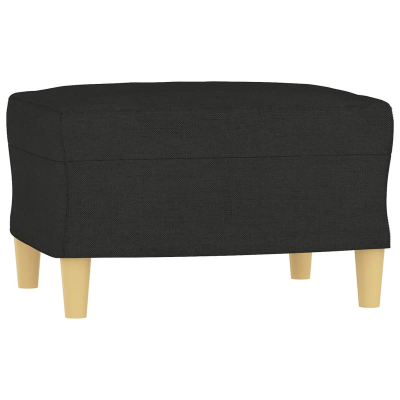 3-Sitzer-Sofa mit Hocker Schwarz 180 cm Stoff