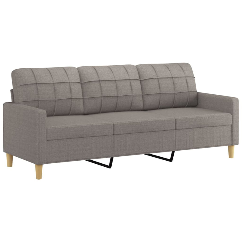 3-Sitzer-Sofa mit Hocker Taupe 180 cm Stoff