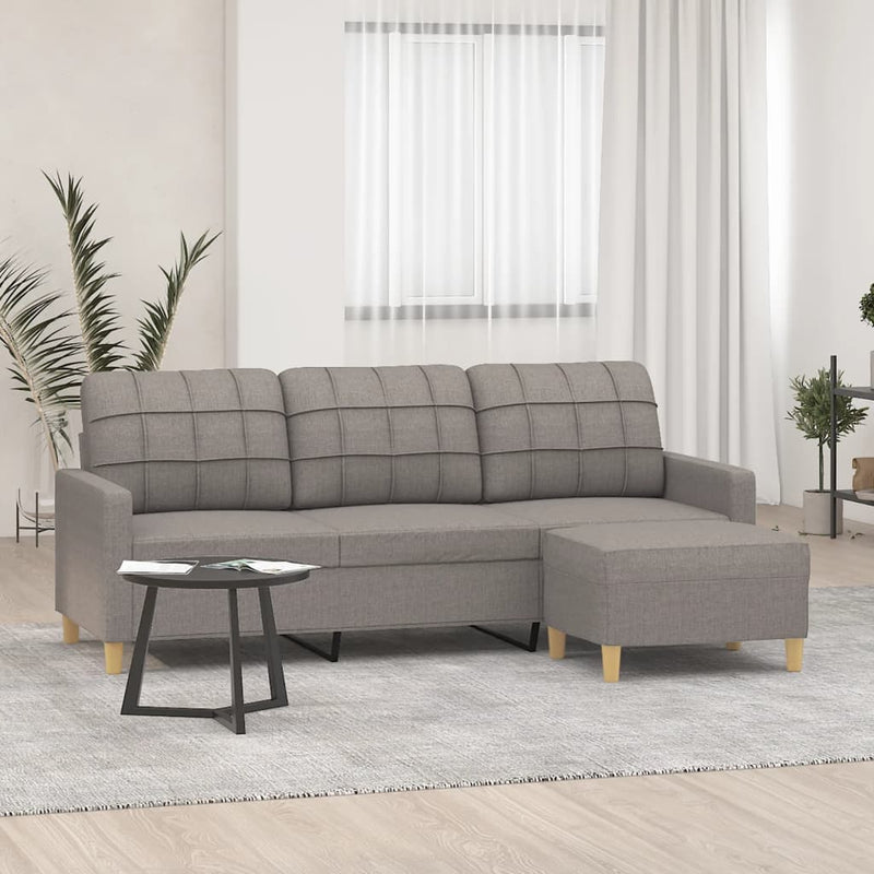 3-Sitzer-Sofa mit Hocker Taupe 180 cm Stoff