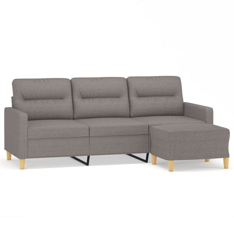 3-Sitzer-Sofa mit Hocker Taupe 180 cm Stoff