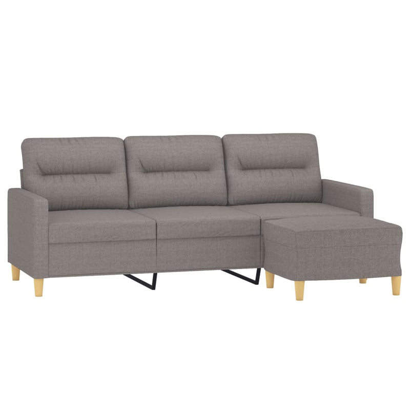 3-Sitzer-Sofa mit Hocker Taupe 180 cm Stoff