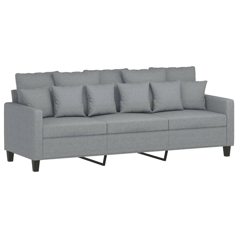 3-Sitzer-Sofa mit Hocker Hellgrau 180 cm Stoff