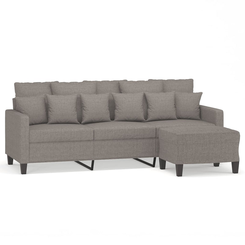 3-Sitzer-Sofa mit Hocker Taupe 180 cm Stoff