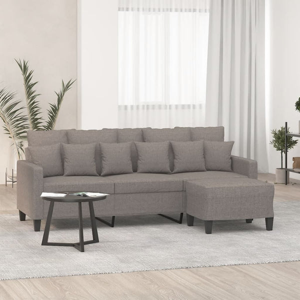 3-Sitzer-Sofa mit Hocker Taupe 180 cm Stoff