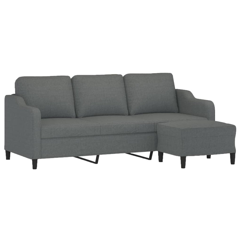 3-Sitzer-Sofa mit Hocker Dunkelgrau 180 cm Stoff