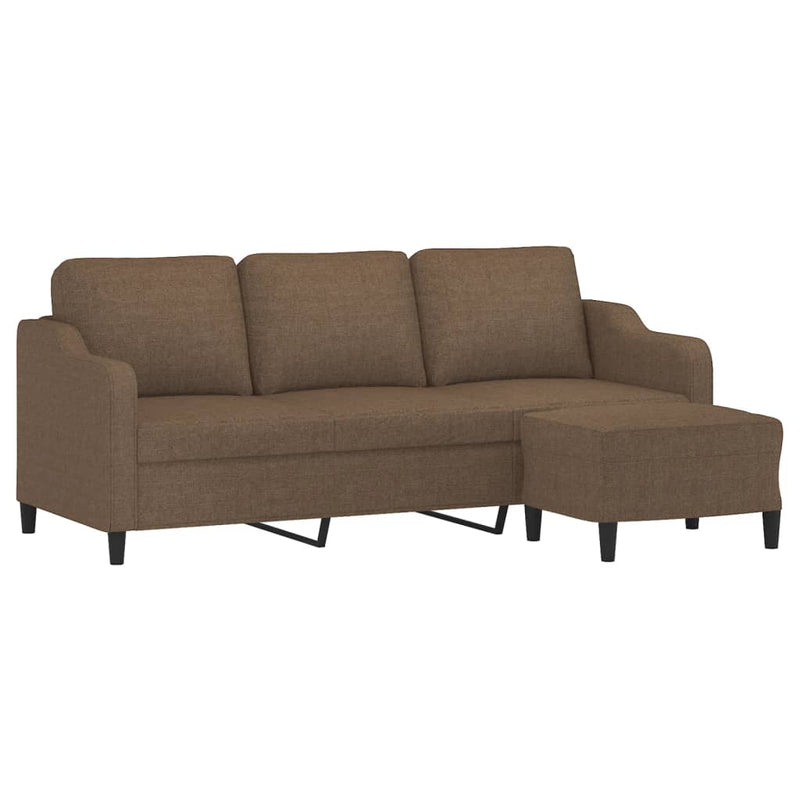 3-Sitzer-Sofa mit Hocker Braun 180 cm Stoff