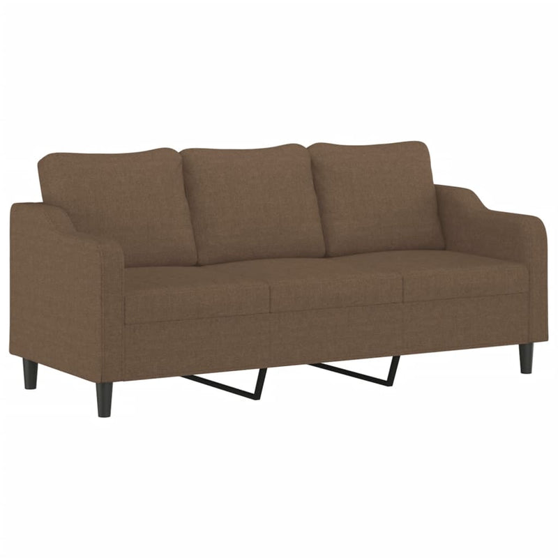 3-Sitzer-Sofa mit Hocker Braun 180 cm Stoff