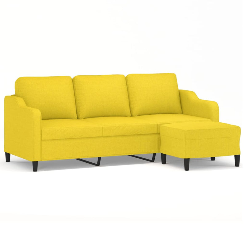 3-Sitzer-Sofa mit Hocker Hellgelb 180 cm Stoff