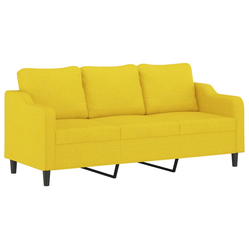 3-Sitzer-Sofa mit Hocker Hellgelb 180 cm Stoff