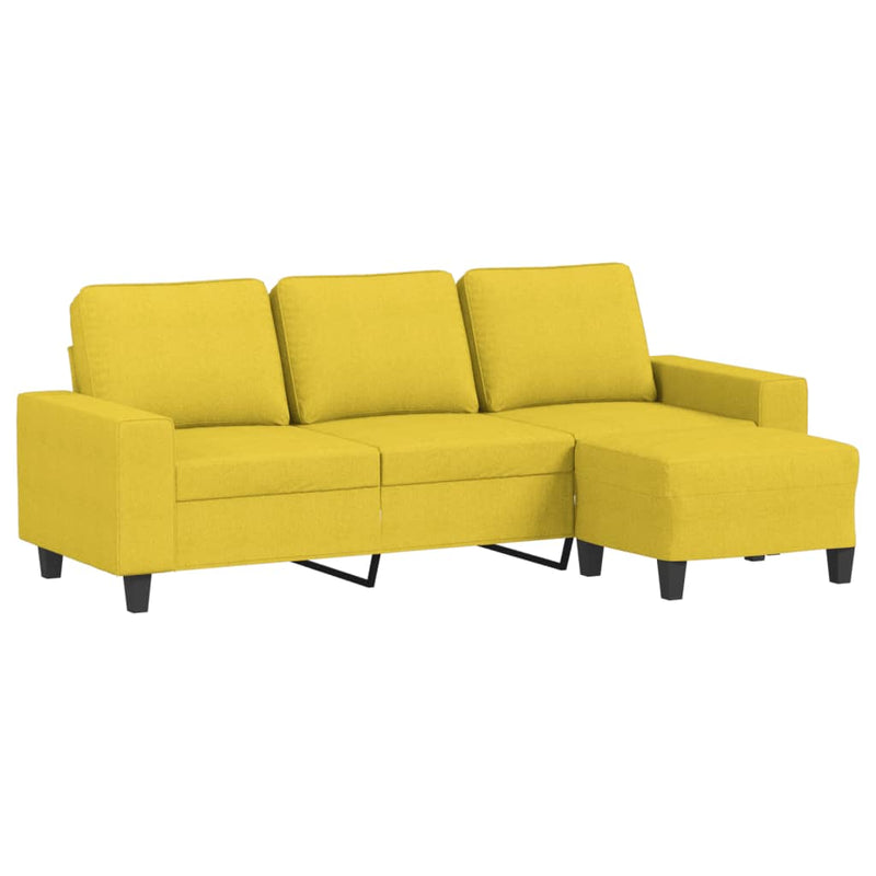 3-Sitzer-Sofa mit Hocker Hellgelb 180 cm Stoff