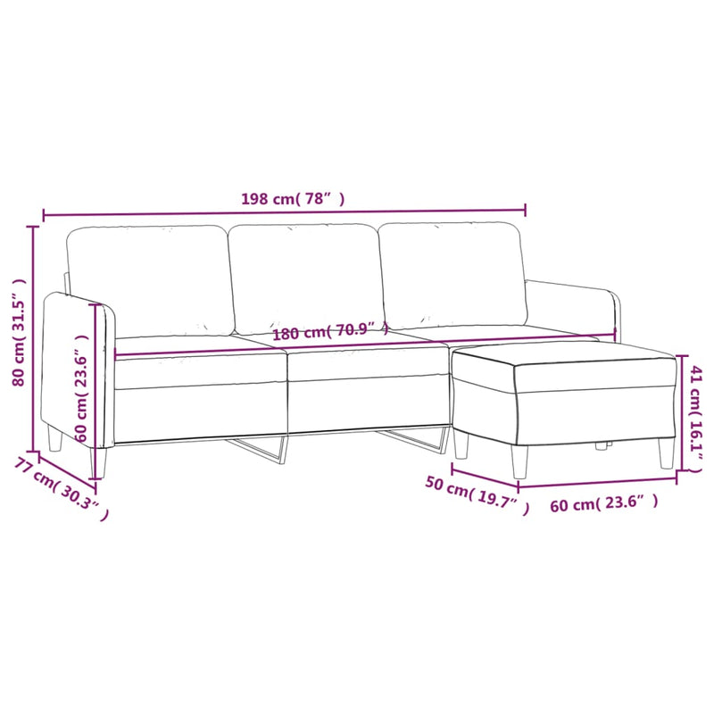 3-Sitzer-Sofa mit Hocker Dunkelgrün 180 cm Samt