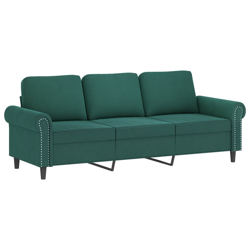 3-Sitzer-Sofa mit Hocker Dunkelgrün 180 cm Samt