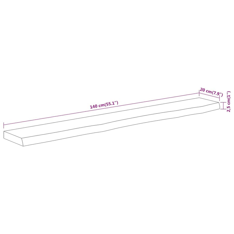 Wandregal 140x20x2,5 cm Rechteckig Massivholz Akazie Baumkante