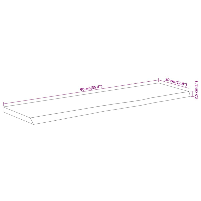 Wandregal 90x30x2,5 cm Rechteckig Massivholz Akazie Baumkante