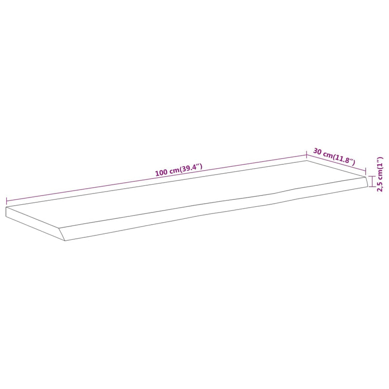 Wandregal 100x30x2,5 cm Rechteckig Massivholz Akazie Baumkante