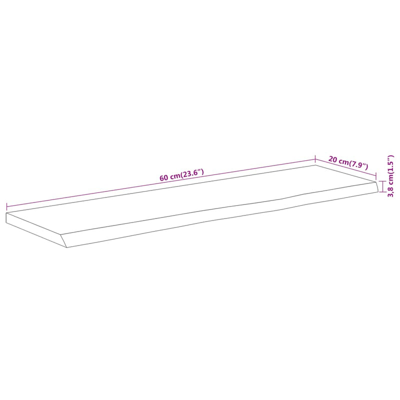 Wandregal 60x20x3,8 cm Rechteckig Massivholz Akazie Baumkante