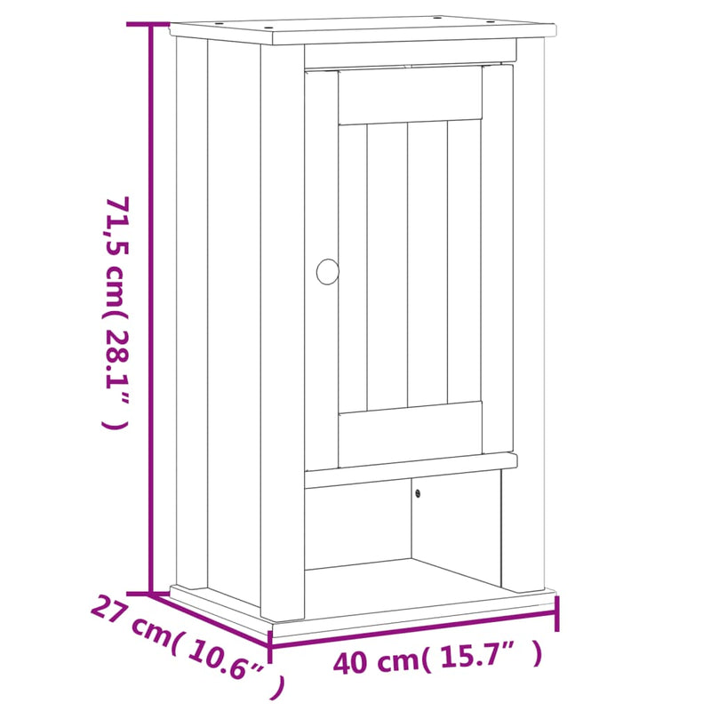 Bad-Wandschrank BERG Weiß 40x27x71,5 cm Massivholz Kiefer