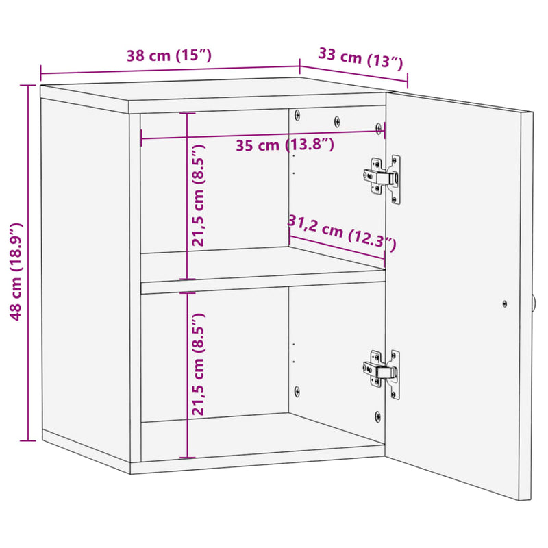 Bad-Wandschrank 38x33x48 cm Massivholz Mango